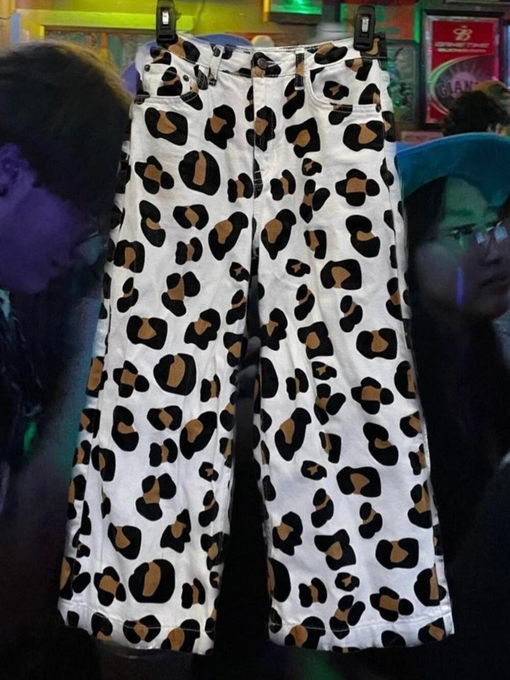 Cheetah Leopard Animal Print High Waisted Wide Leg Cut Off Cropped Jean Culottes